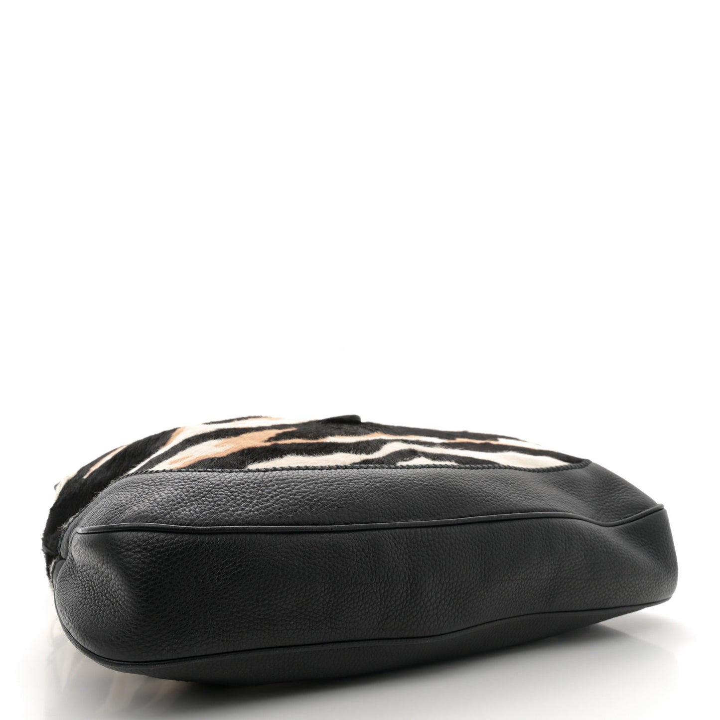 Pony Hair Zebra Print Large Jackie O Bouvier Hobo Black