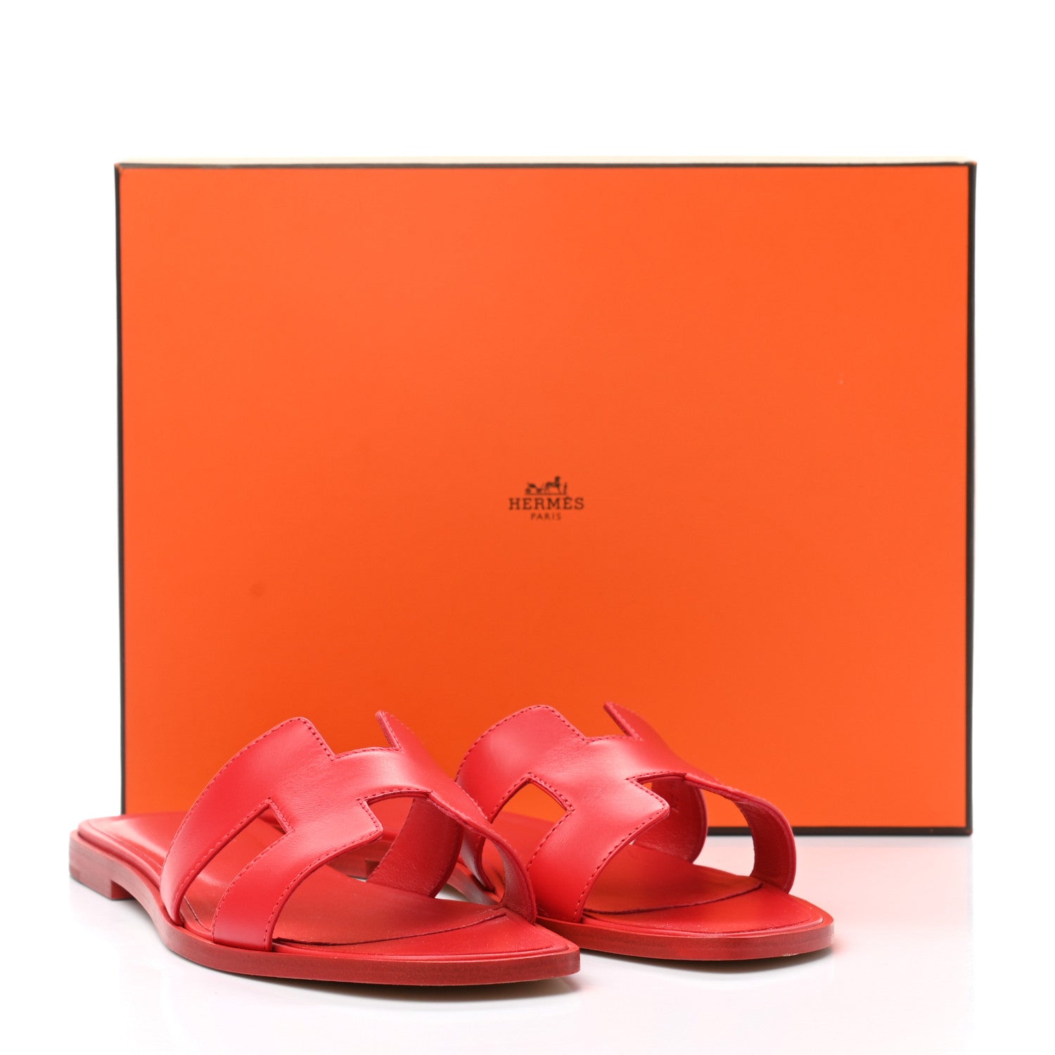 Hermes Calfskin Oran Sandals 39.5 Rouge Bali 30 of 30