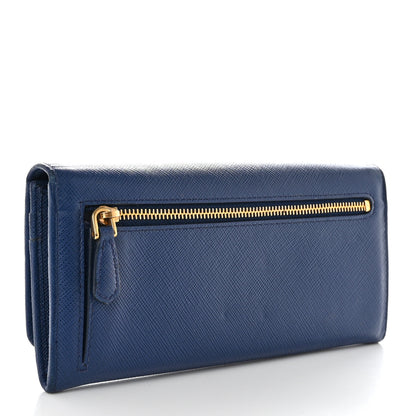Prada Saffiano Metal Continental Flap Wallet Bleuette 4 of 12
