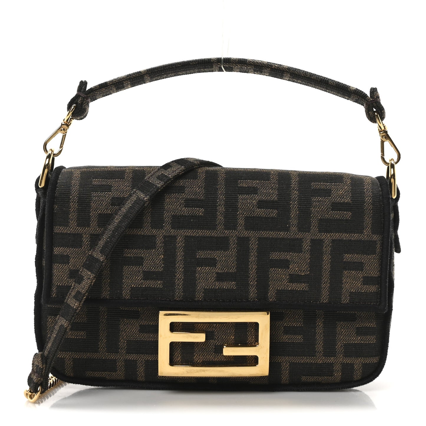 Fabric Jacquard FF 1974 Mini Baguette Tobacco Moro Black
