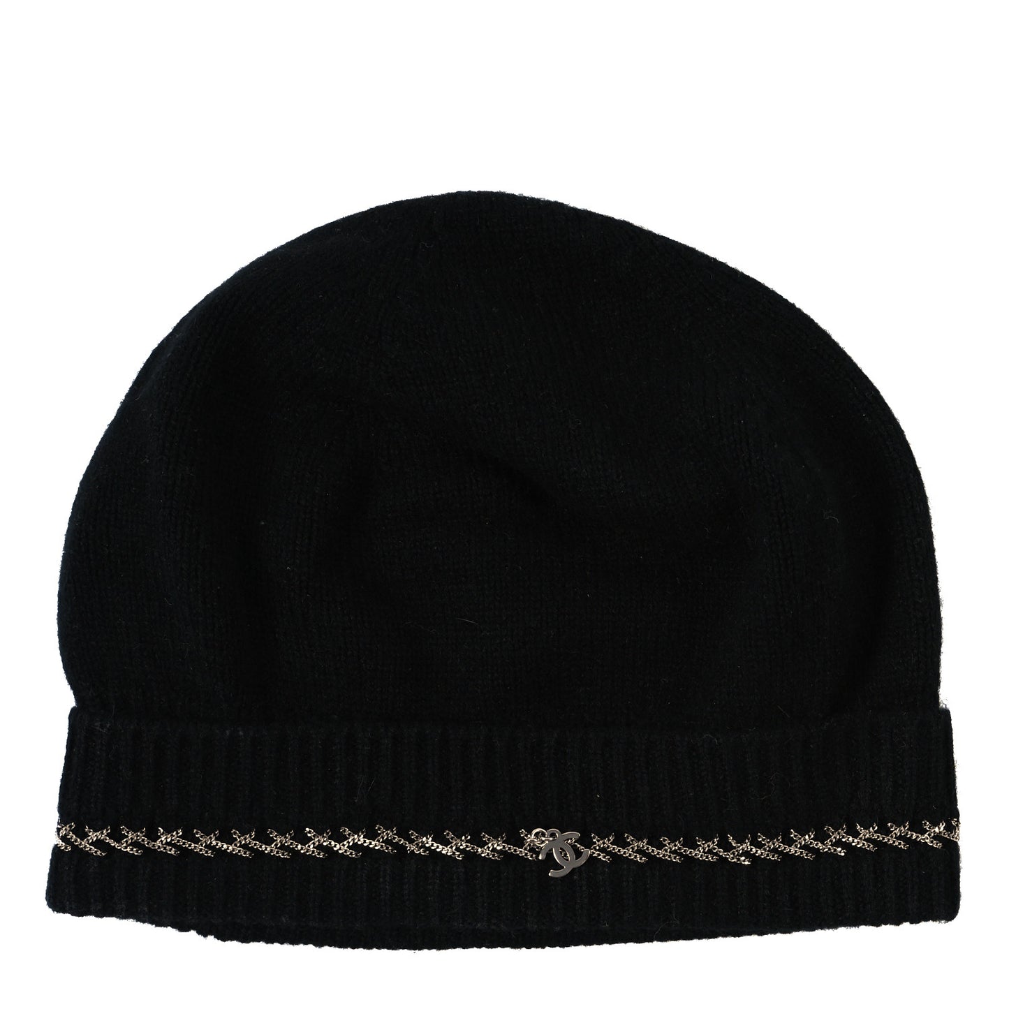 Cashmere Chain CC Beanie Hat Black