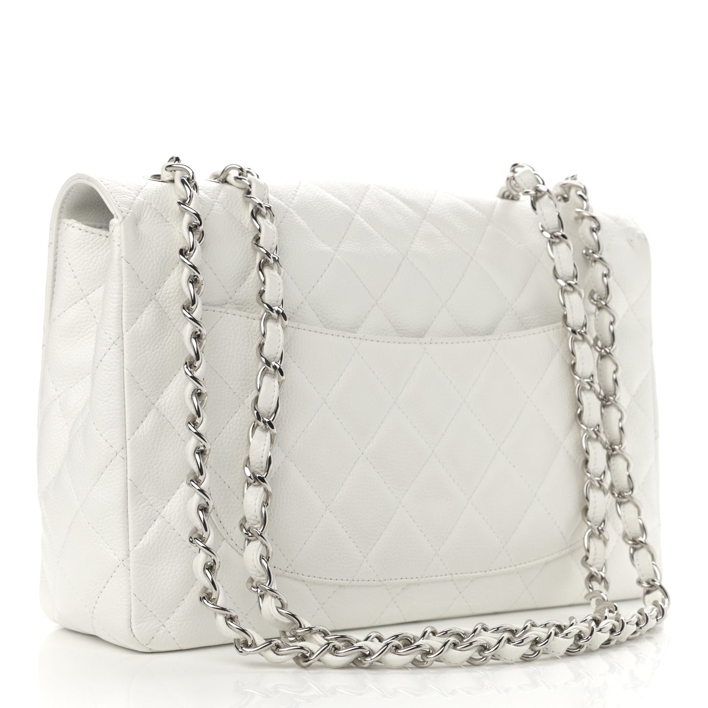 Caviar Quilted Jumbo Single Flap White