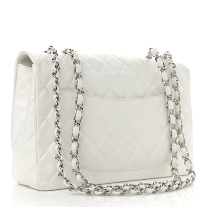 Chanel Caviar Quilted Jumbo Single Flap White 3 of 11
