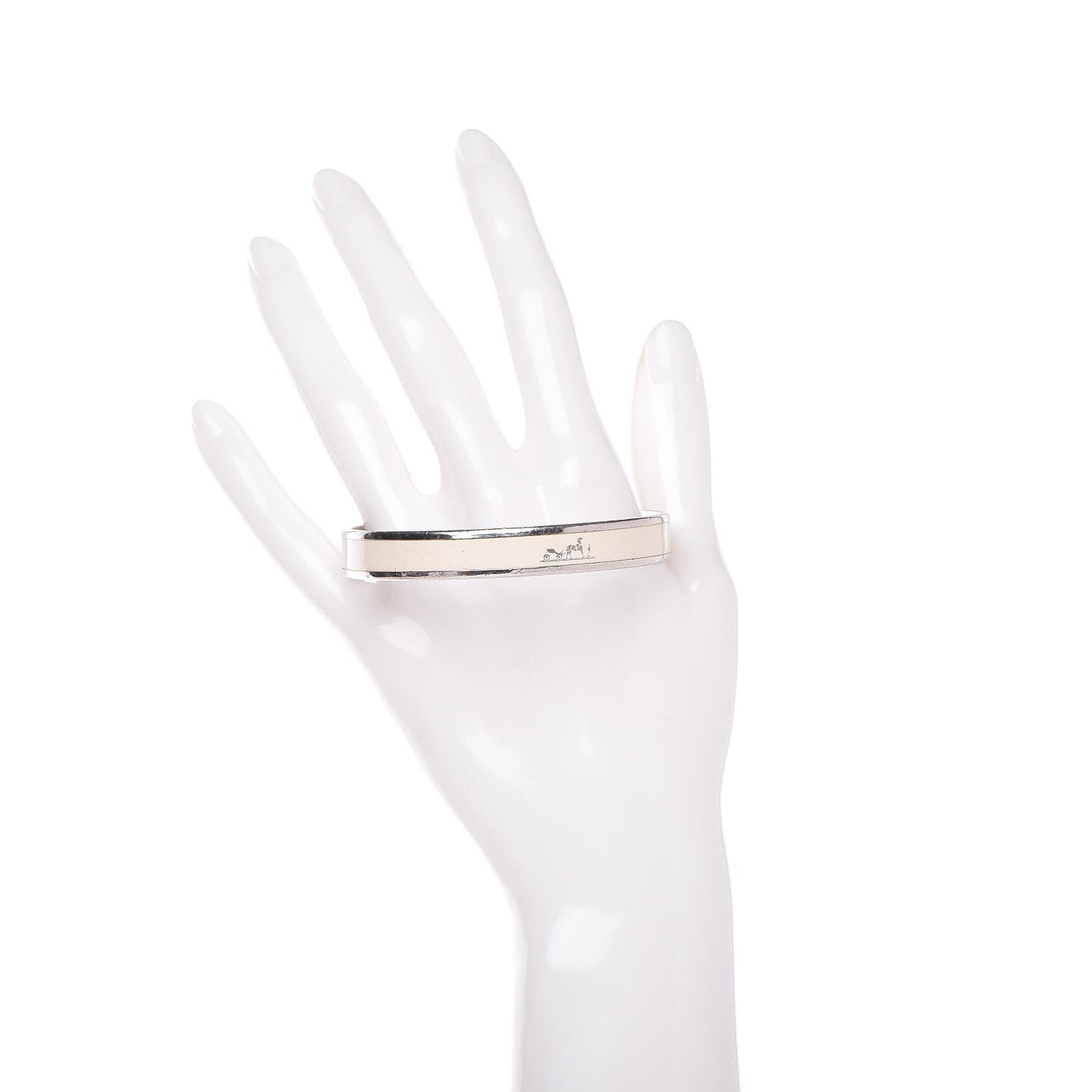 Enamel Printed Narrow Caleche Bracelet 65 White