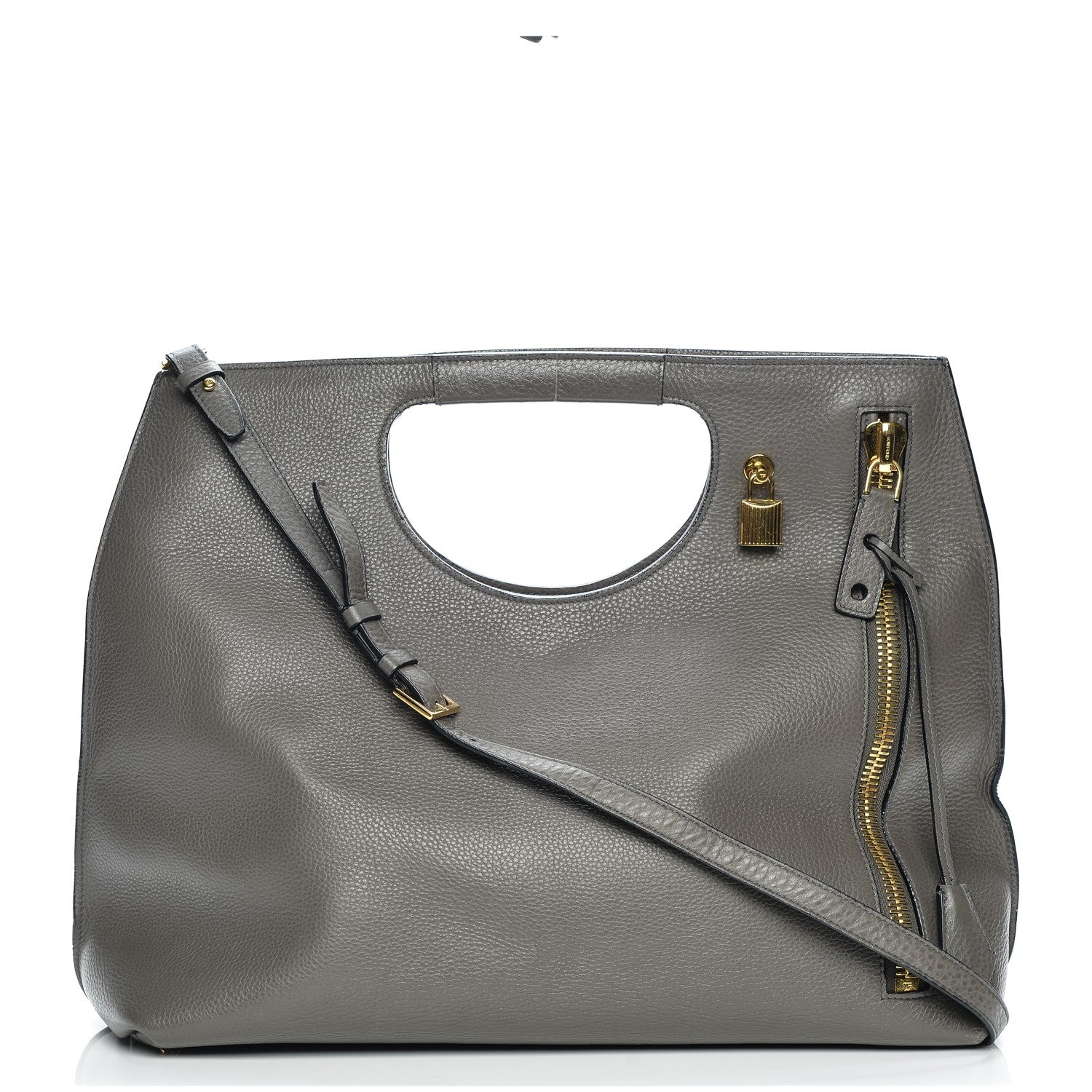 Tom Ford Grained Calfskin Alix Padlock Zip Tote Graphite 1 of 6