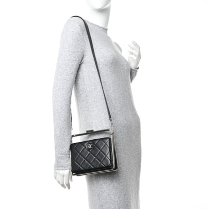 Chanel Quilted Lambskin Metal Bar Clutch Bag Black 2 of 12