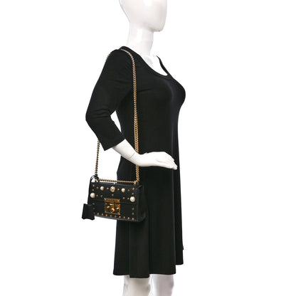 Gucci Calfskin Studded Small Padlock Shoulder Bag Black 2 of 11