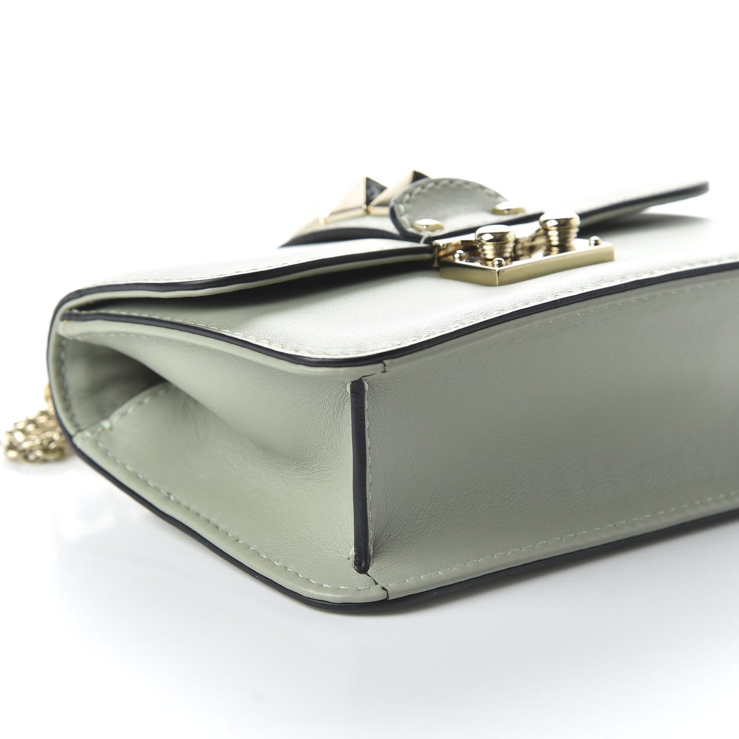 Vitello Mini Glam Lock Rockstud Flap Water Green
