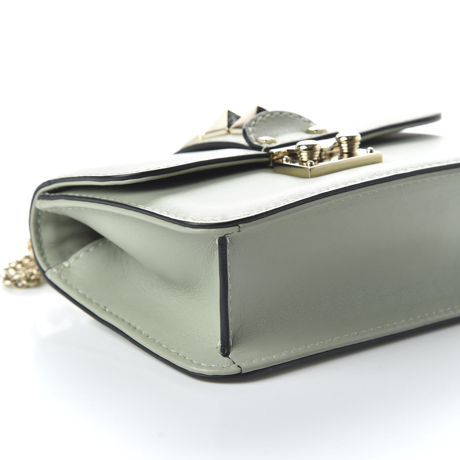 Valentino Garavani Vitello Mini Glam Lock Rockstud Flap Water Green 11 of 19