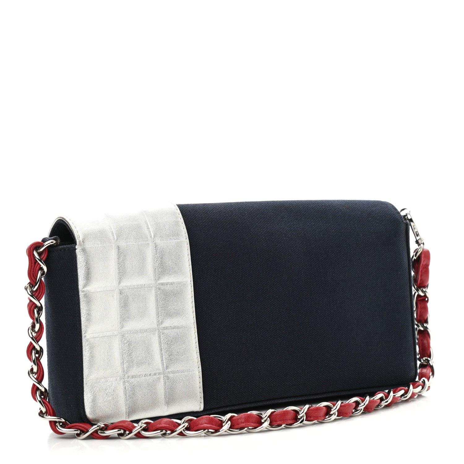 Chanel Canvas Metallic Lambskin Chocolate Bar N°5 Bag Navy Blue 3 of 10