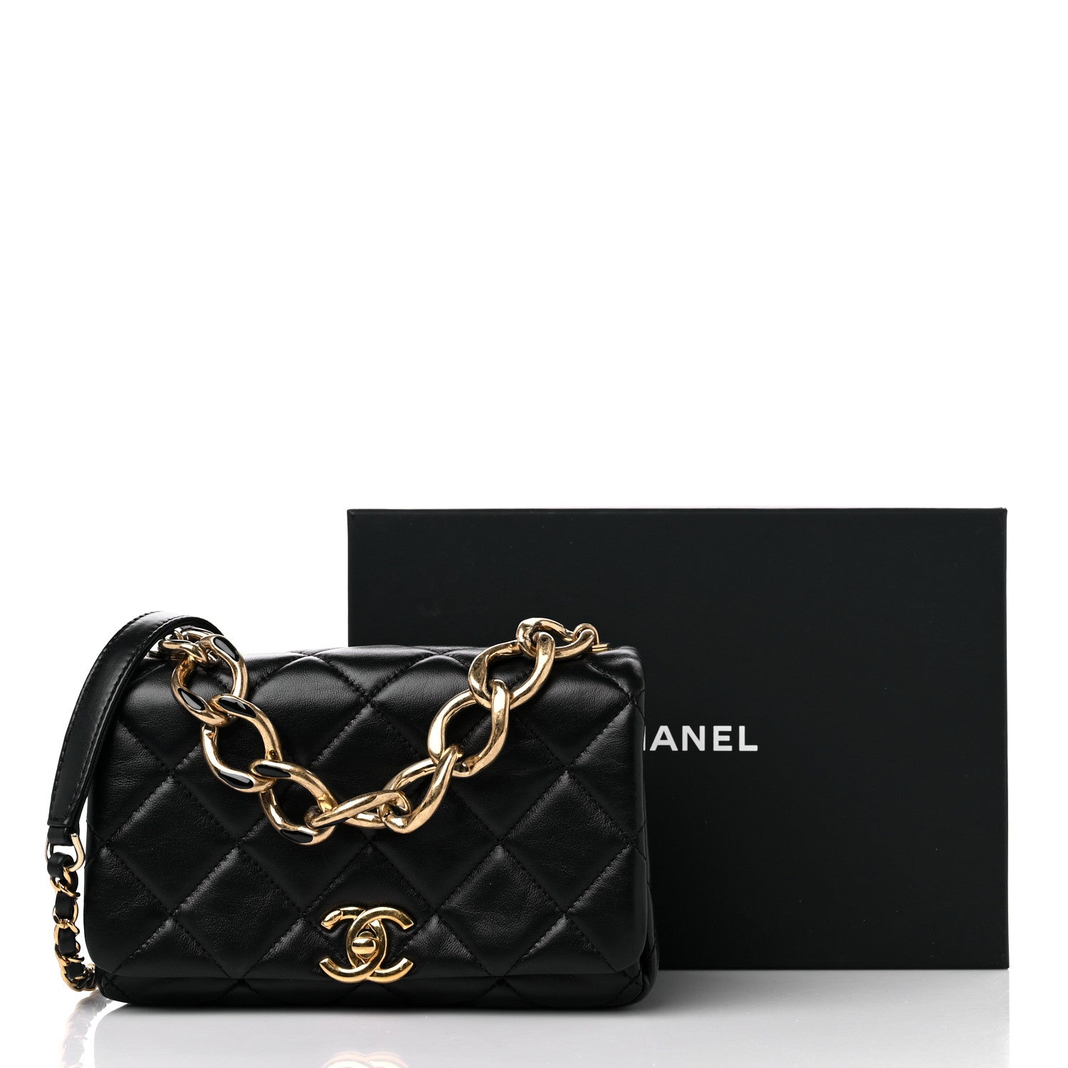 Chanel Lambskin Quilted Small Color Match Flap Black 13 of 13