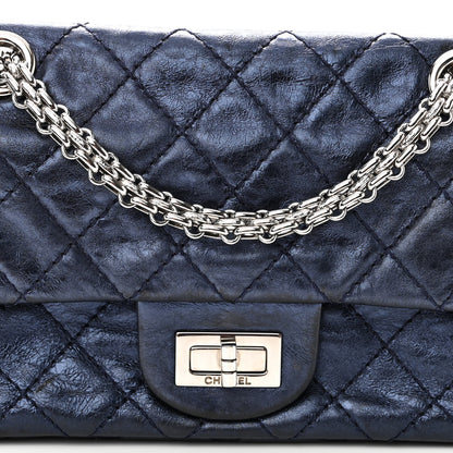 Chanel Metallic Aged Calfskin Quilted 2.55 Reissue 224 Flap Blue 8 of 10