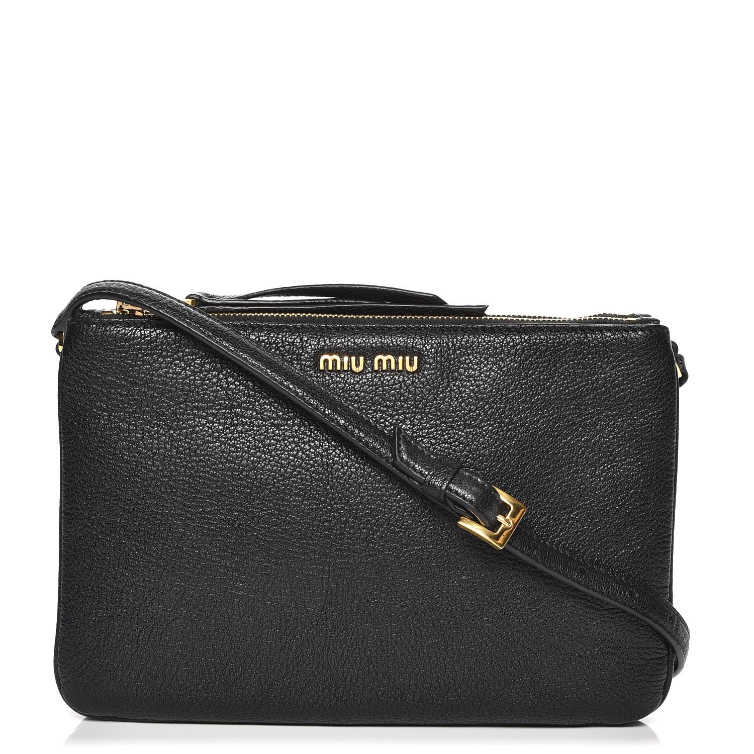 Miu Miu Goatskin Madras Double Zip Crossbody Bag Nero Black 1 of 8