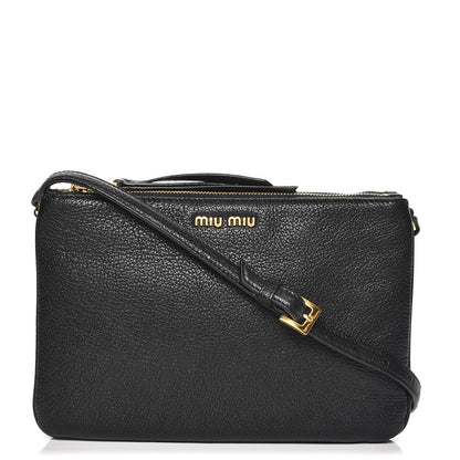Miu Miu Goatskin Madras Double Zip Crossbody Bag Nero Black 1 of 8