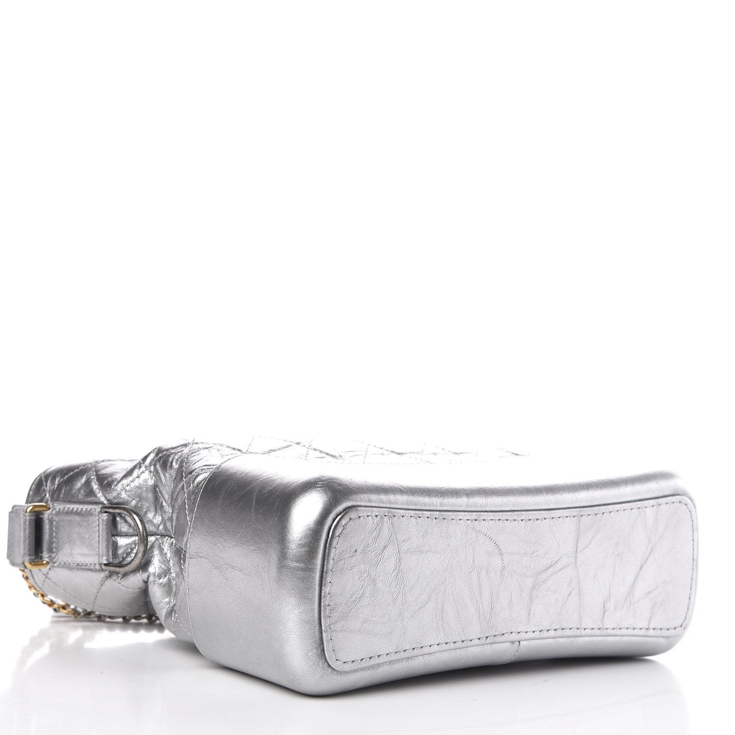 Metallic Lambskin Calfskin Quilted Medium Gabrielle Hobo Silver