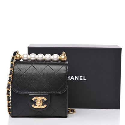Chanel Goatskin Chic Pearls Clutch On Chain Black 11 of 11