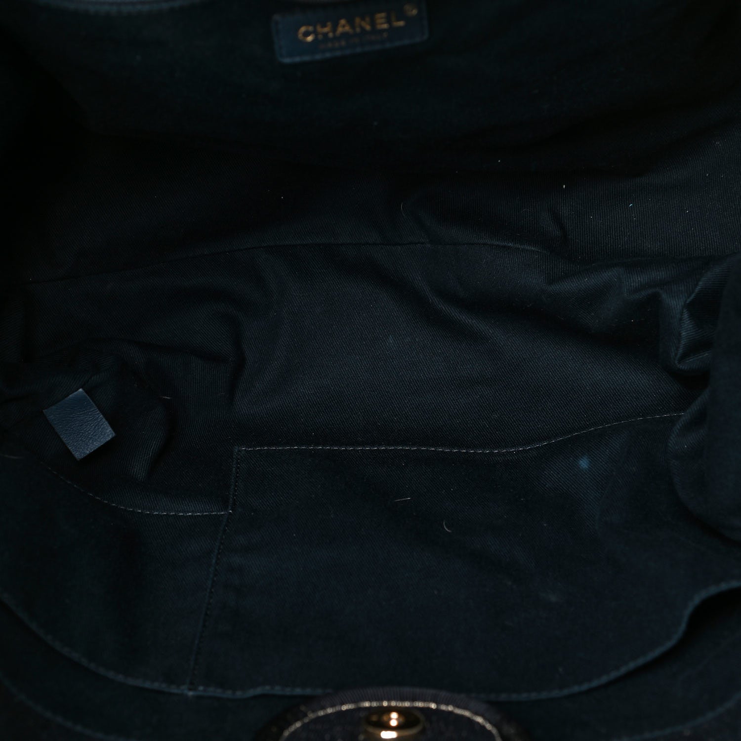 Chanel Lurex Canvas Medium Deauville Tote Navy Blue Gold 4 of 8
