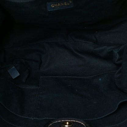 Chanel Lurex Canvas Medium Deauville Tote Navy Blue Gold 4 of 8
