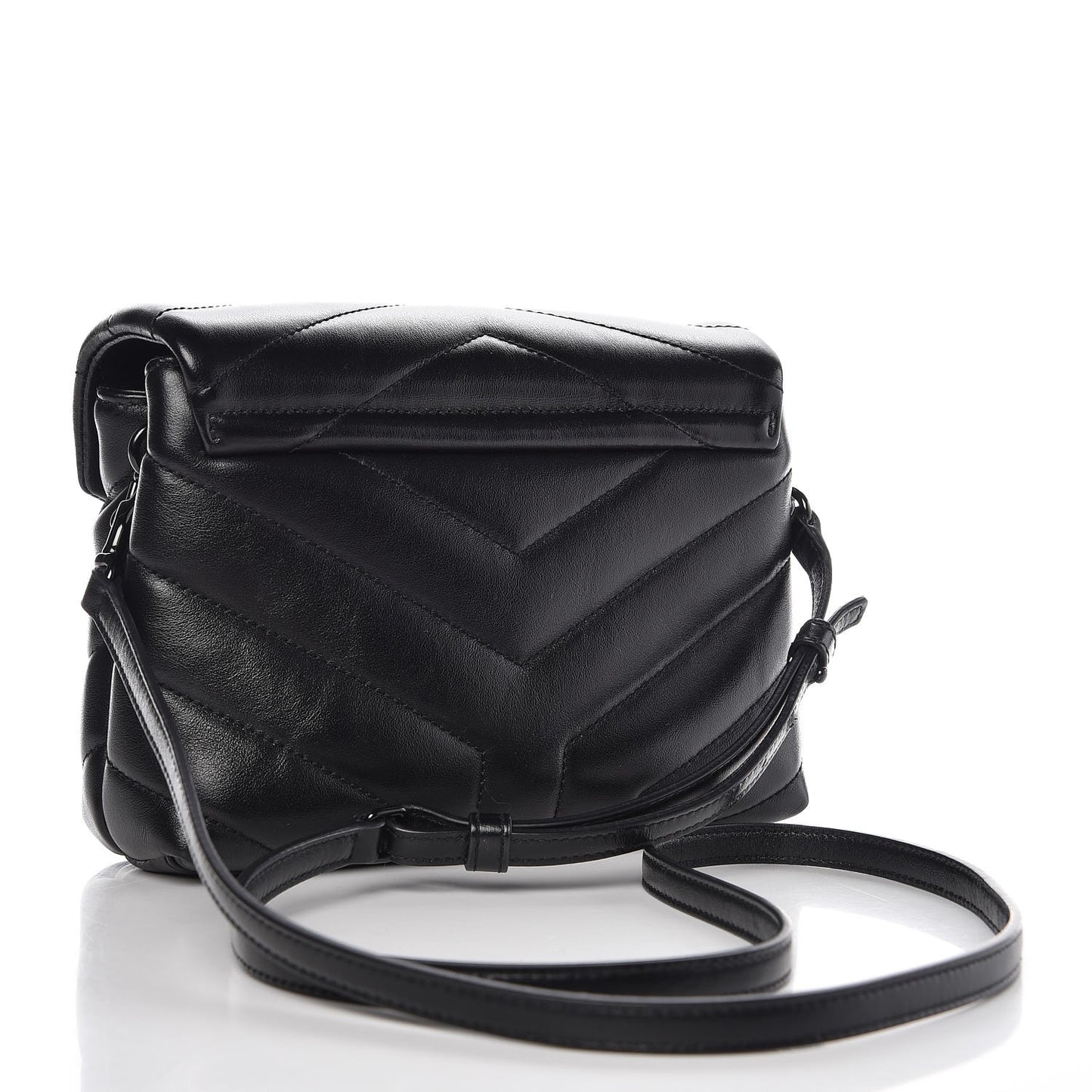Calfskin Y Quilted Monogram Toy Loulou Crossbody Bag Black