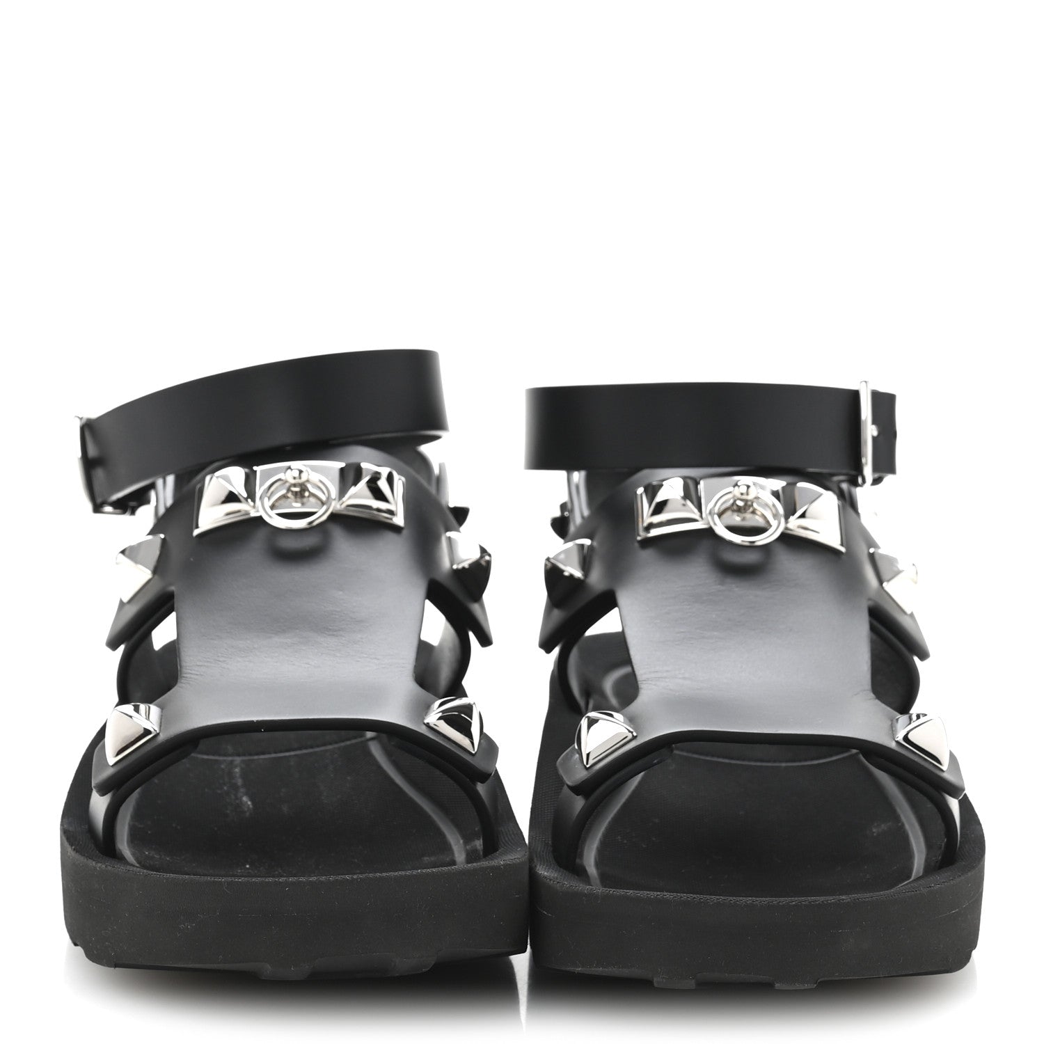 Hermes Calfskin Medor Studded Womens Intuition Sandals 38 Black 3 of 13
