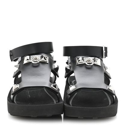 Hermes Calfskin Medor Studded Womens Intuition Sandals 38 Black 3 of 13