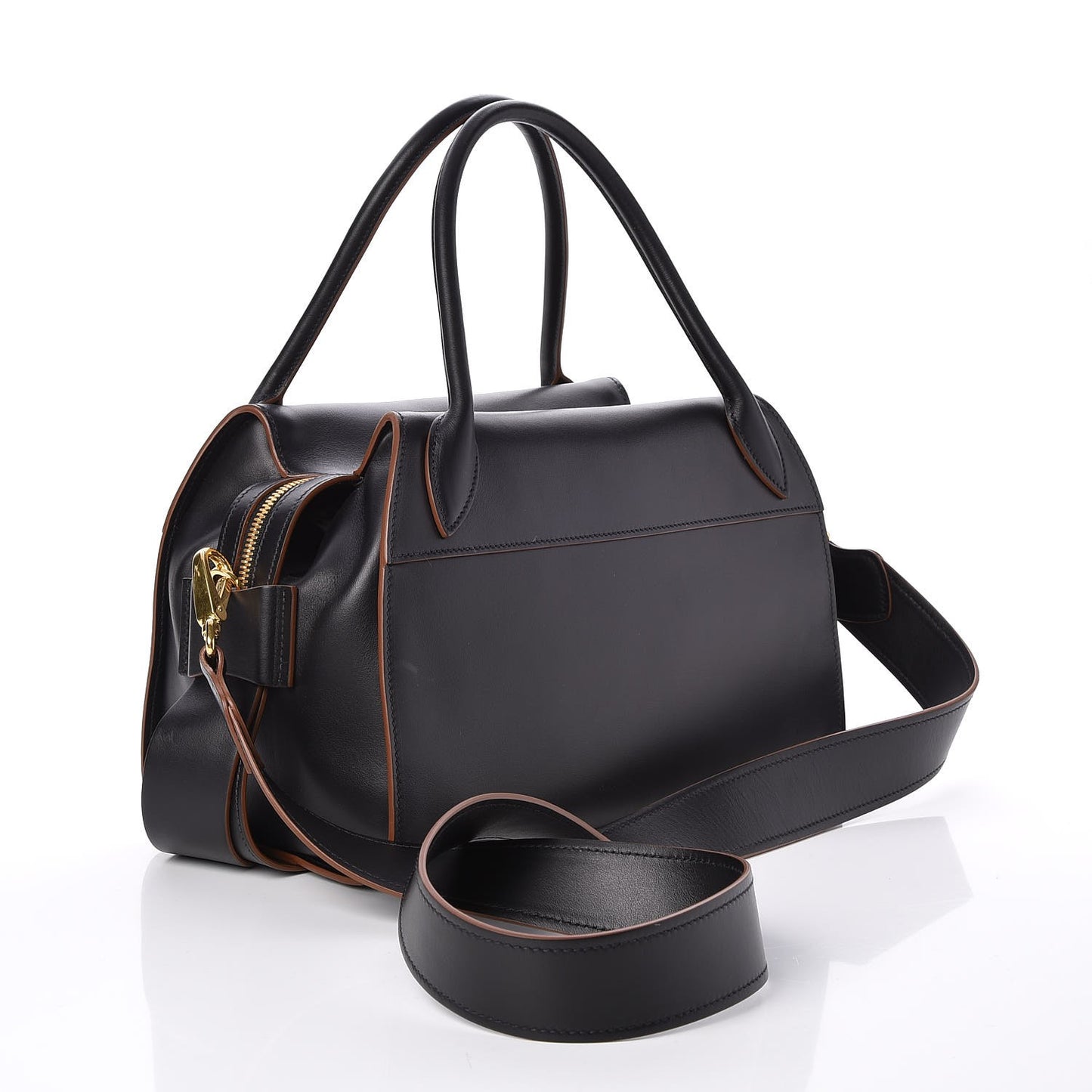 City Calf Ribbon Bowling Bag Black