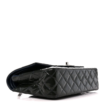 Chanel Patent Calfskin Quilted Bi-Color Medium Double Flap Navy Blue Black 4 of 11