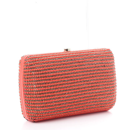 Gucci Lambskin Crystal Beaded Broadway Box Clutch Coral 3 of 11