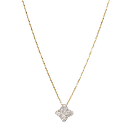 David Yurman 18K Yellow Gold Diamond Pave Quatrefoil Necklace 1 of 5