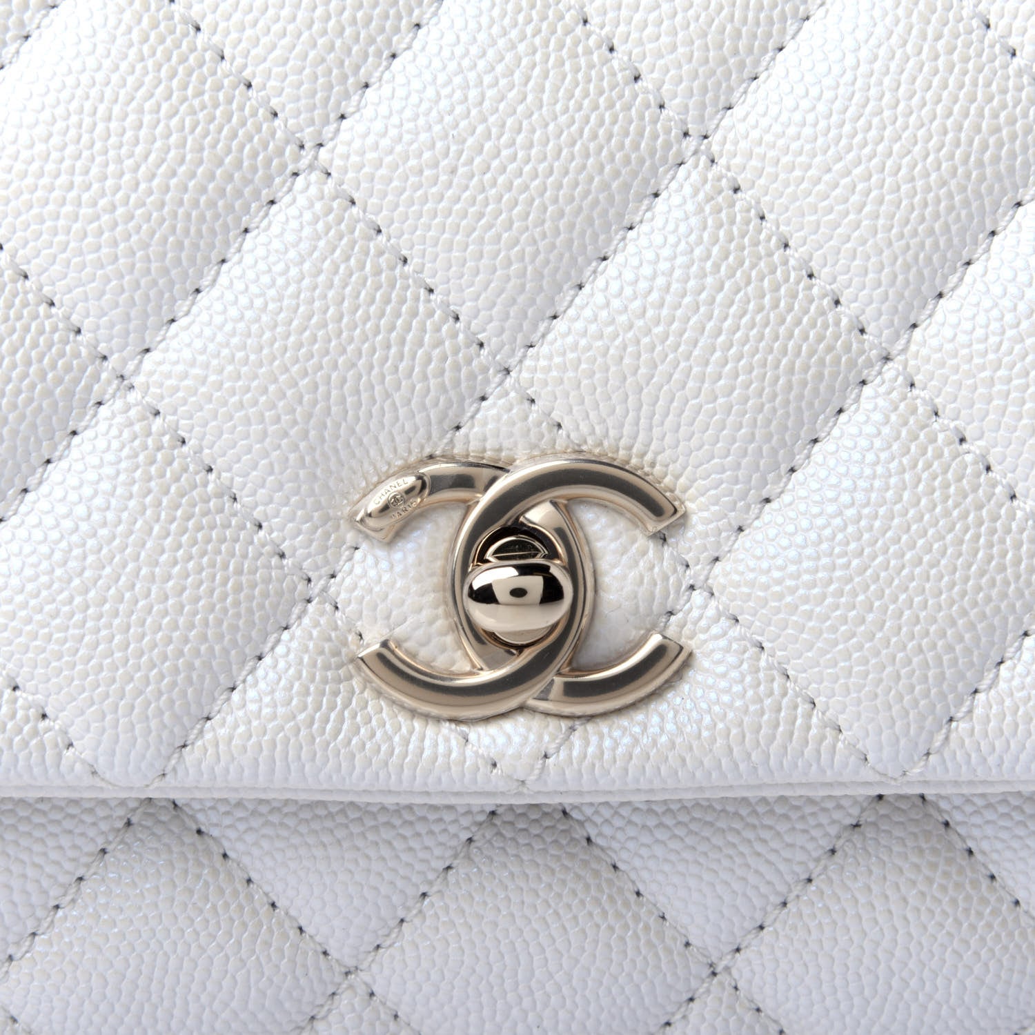 Chanel Iridescent Caviar Quilted Extra Mini Coco Handle Flap White 5 of 5
