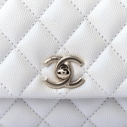 Chanel Iridescent Caviar Quilted Extra Mini Coco Handle Flap White 5 of 5