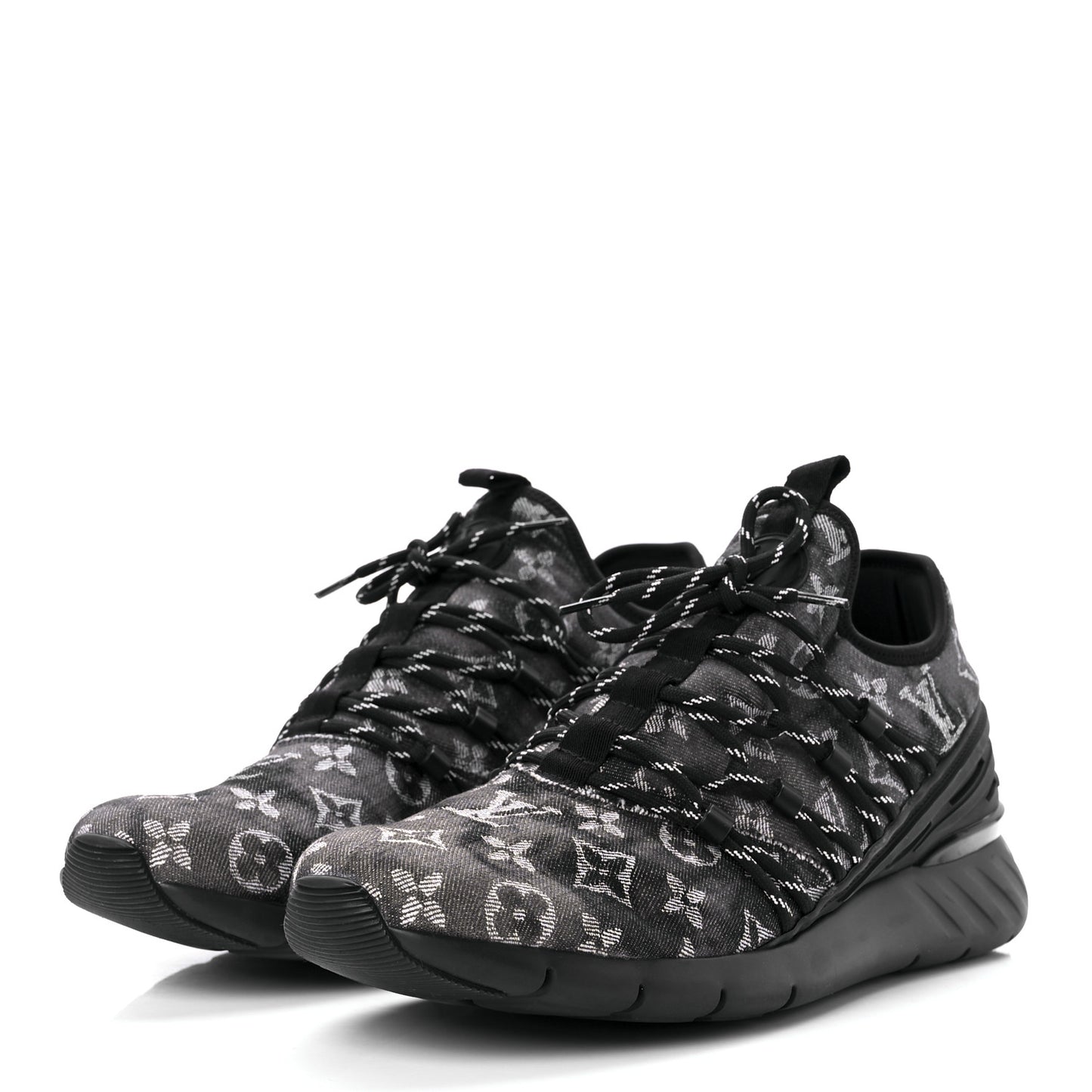 Denim Rubber Monogram Tie Dye Mens Fastlane Low Sneakers 9 Black
