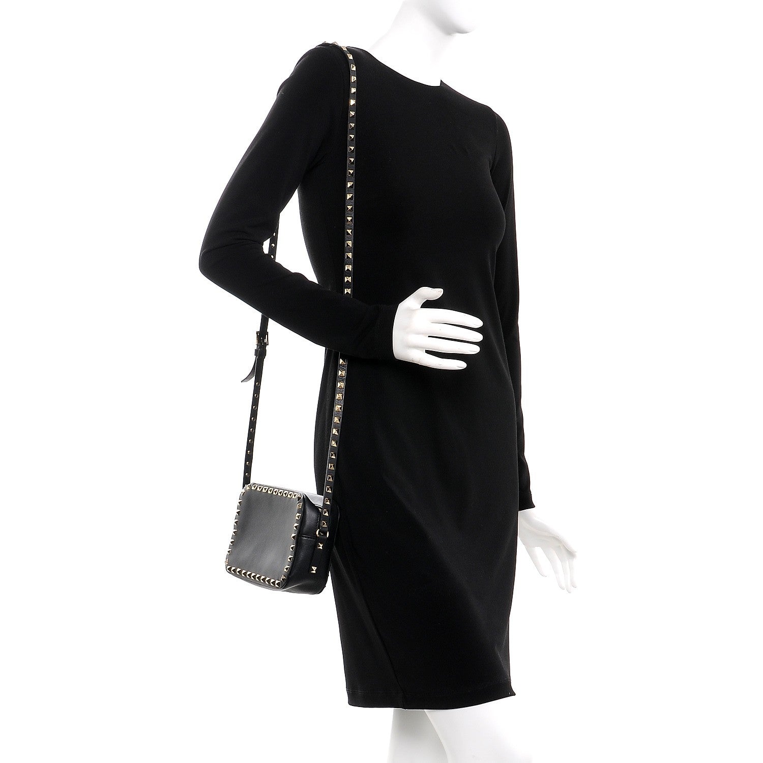 Valentino Garavani Calfskin Rockstud Camera Crossbody Bag Black 2 of 8