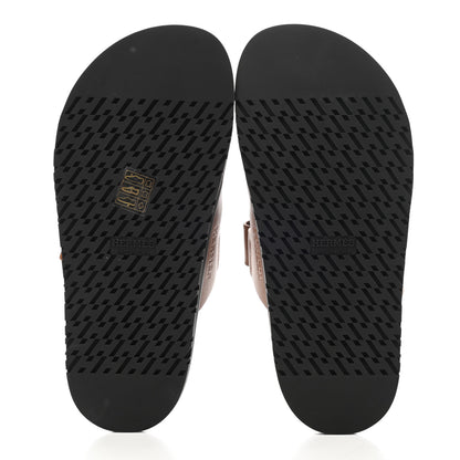 Hermes Calfskin Womens Chypre Sandals 37 Gold 5 of 9