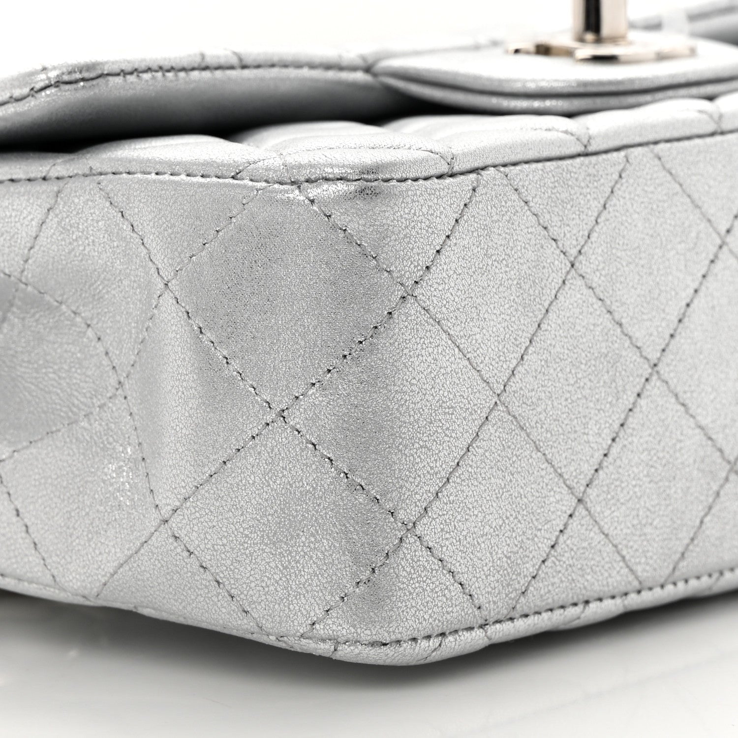Chanel Metallic Lambskin Quilted Mini Rectangular Flap Silver 9 of 11