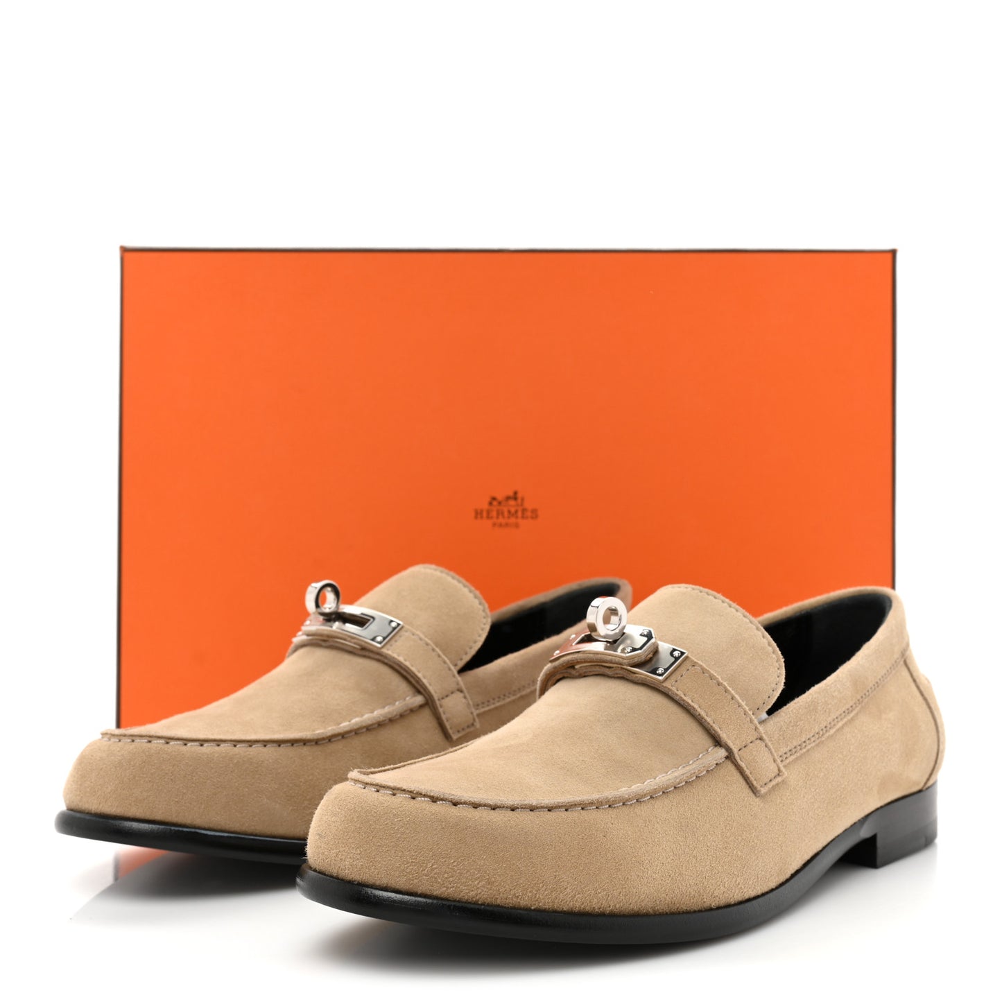 Suede Goatskin Womens Destin Loafers 36.5 Beige Argile