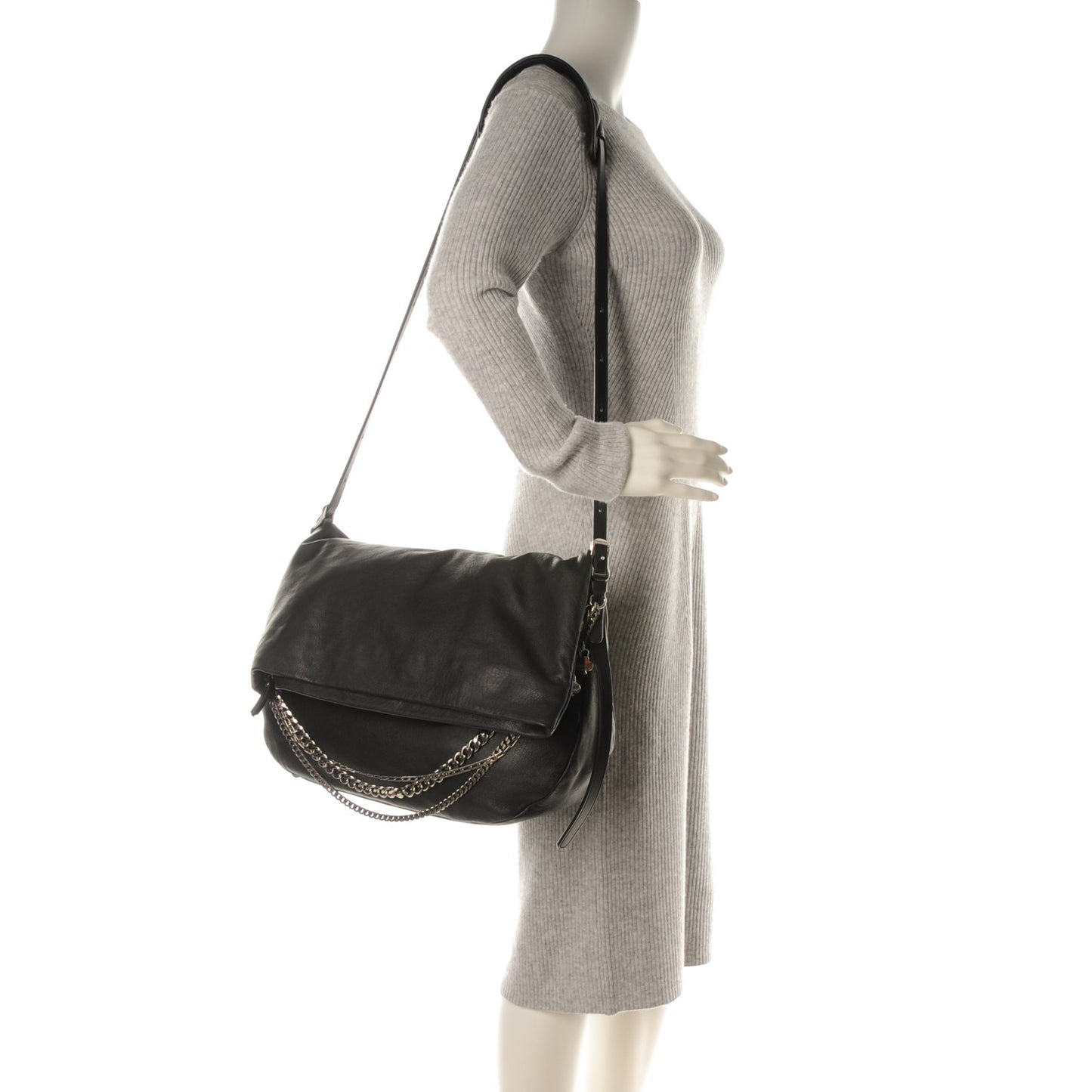 Lambskin Large Biker Hobo Black