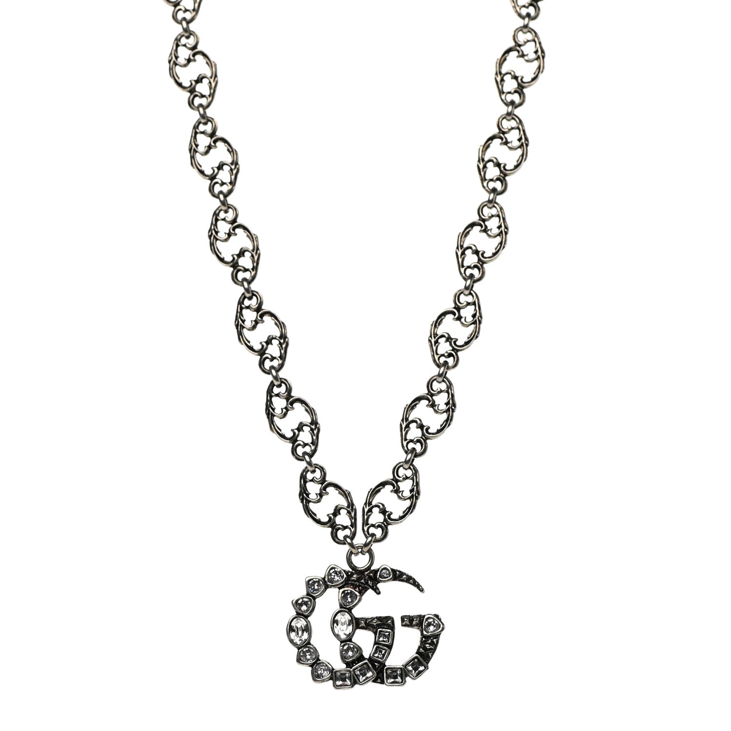 Crystal Marmont Necklace Aged Silver
