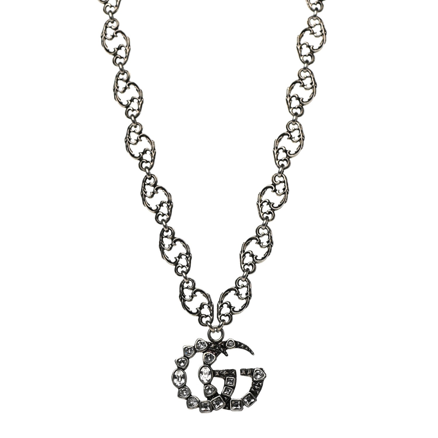 Gucci Crystal Marmont Necklace Aged Silver 1 of 6