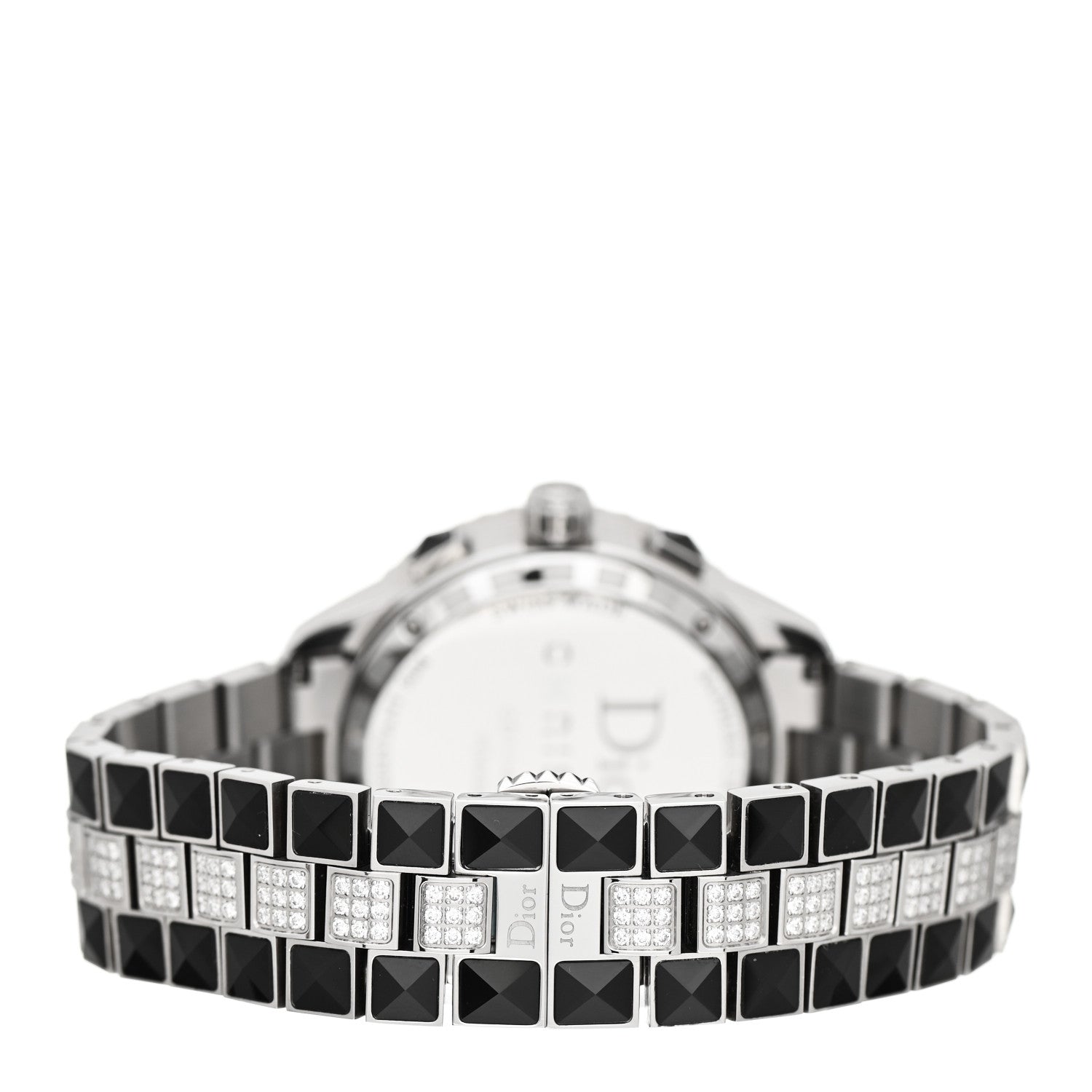 Christian Dior Stainless Steel Diamond Pave Sapphire 38mm Christal Chronograph Quartz Watch Black 3 of 5