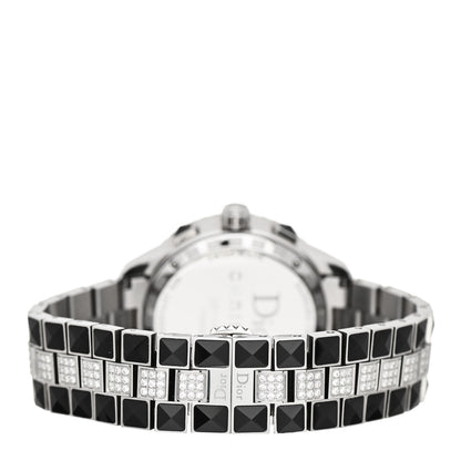 Christian Dior Stainless Steel Diamond Pave Sapphire 38mm Christal Chronograph Quartz Watch Black 3 of 5