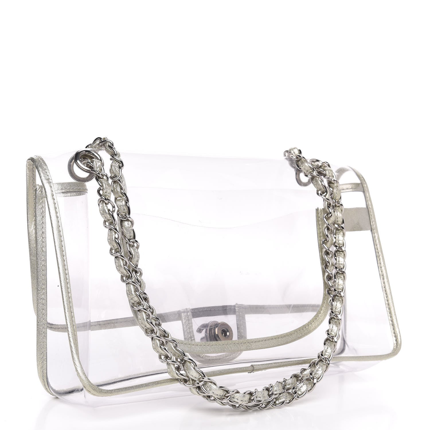 Chanel Lambskin Vinyl Large Naked Flap Silver 3 of 9