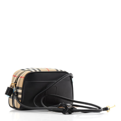 Burberry Calfskin Vintage Check Half Cube Crossbody Bag Black 3 of 8