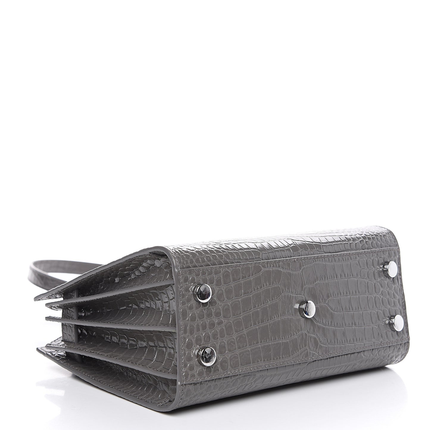 Calfskin Crocodile Embossed Nano Sac De Jour Fog