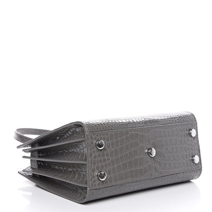 Saint Laurent Calfskin Crocodile Embossed Nano Sac De Jour Fog 3 of 9