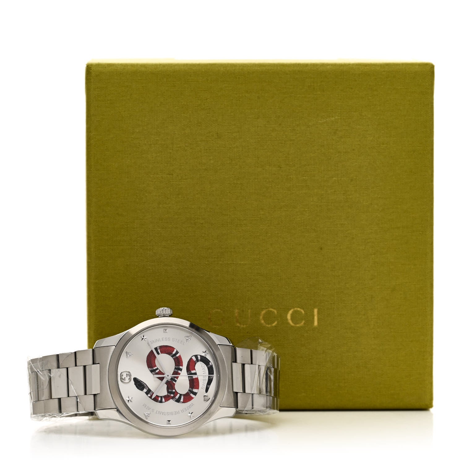 Gucci Stainless Steel 38mm G-Timeless Snake Quartz Watch 5 of 5