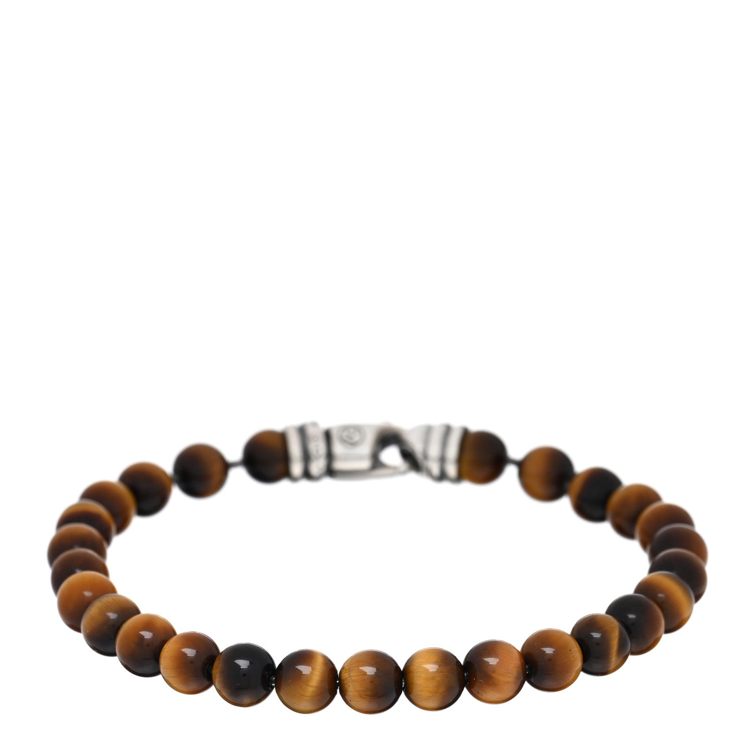 David Yurman Sterling Silver Red Tiger Eye 6mm Spiritual Beads Bracelet 1 of 3