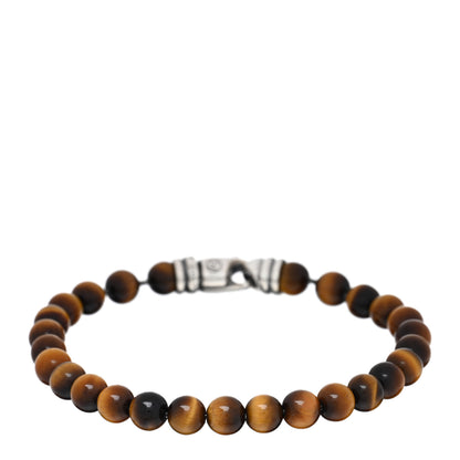 David Yurman Sterling Silver Red Tiger Eye 6mm Spiritual Beads Bracelet 1 of 3