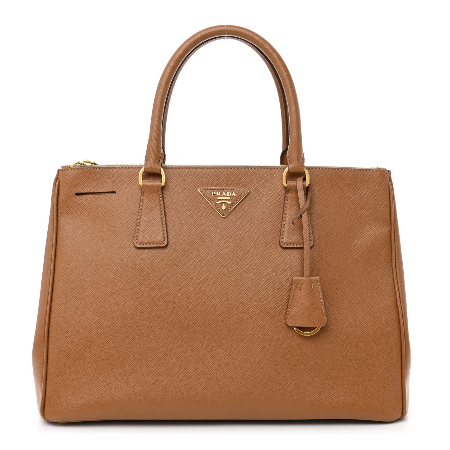 Saffiano Medium Galleria Double Zip Tote Caramel