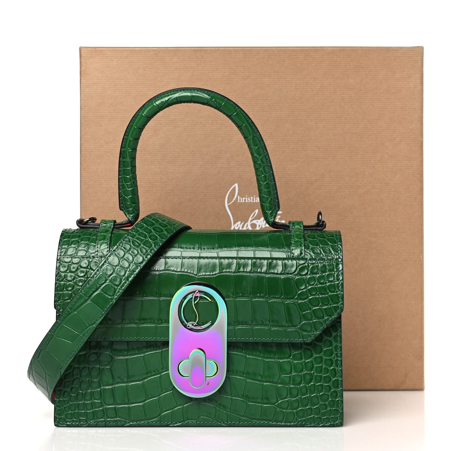 Christian Louboutin Alligator Embossed Calfskin Elisa Top Handle Bag Canopee Rainbow 12 of 12